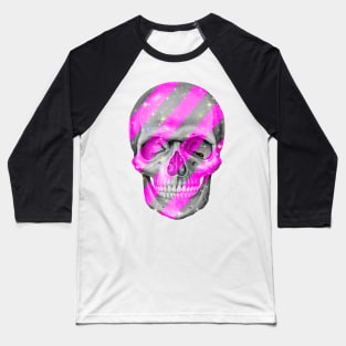 Pink Bling Skull Baseball T-Shirt